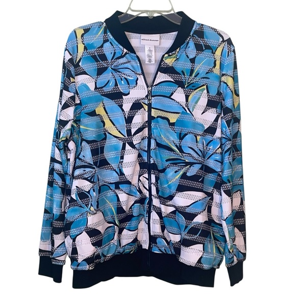 Alfred Dunner perforated print, Floral bomber style lightweight jacket Sz 14 GUC - Picture 3 of 9
